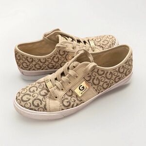 G by Guess Los Angeles Backer Lace Up Quilted Pattern Sneakers/Shoes Beige 10M